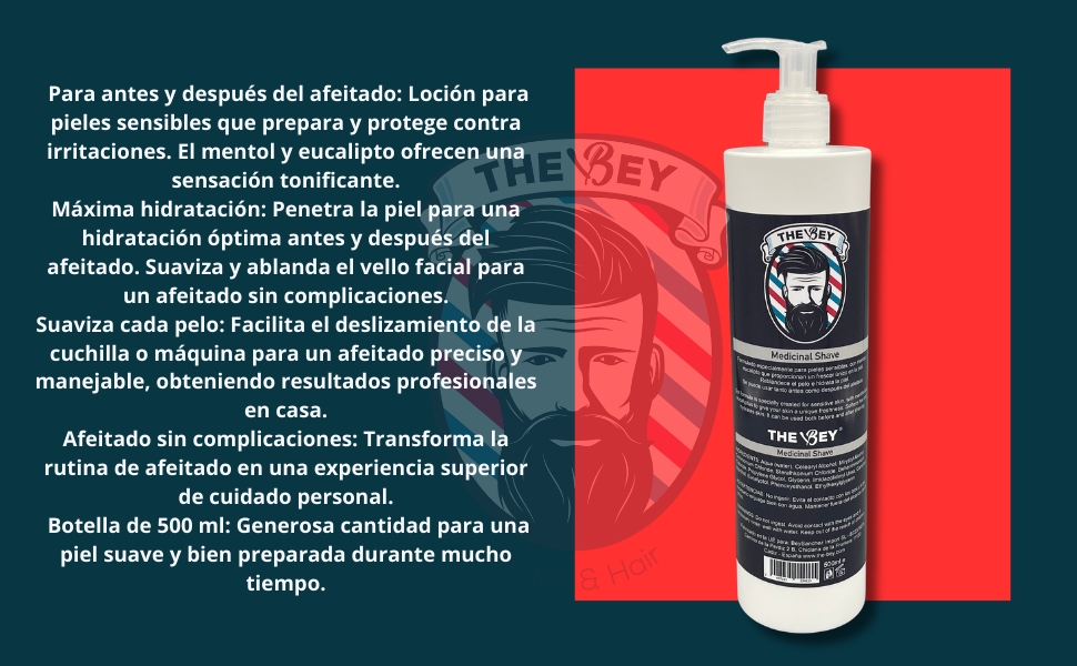 The Bey Loción afeitado antes y después Medicinal Shave
