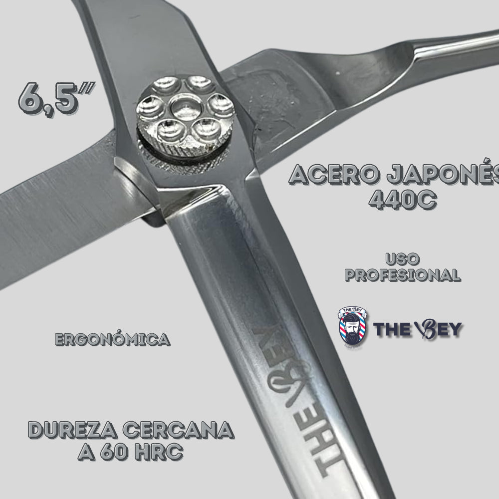 The Bey Tijeras Profesionales barberos de Acero Japonés 440C – 6,5"