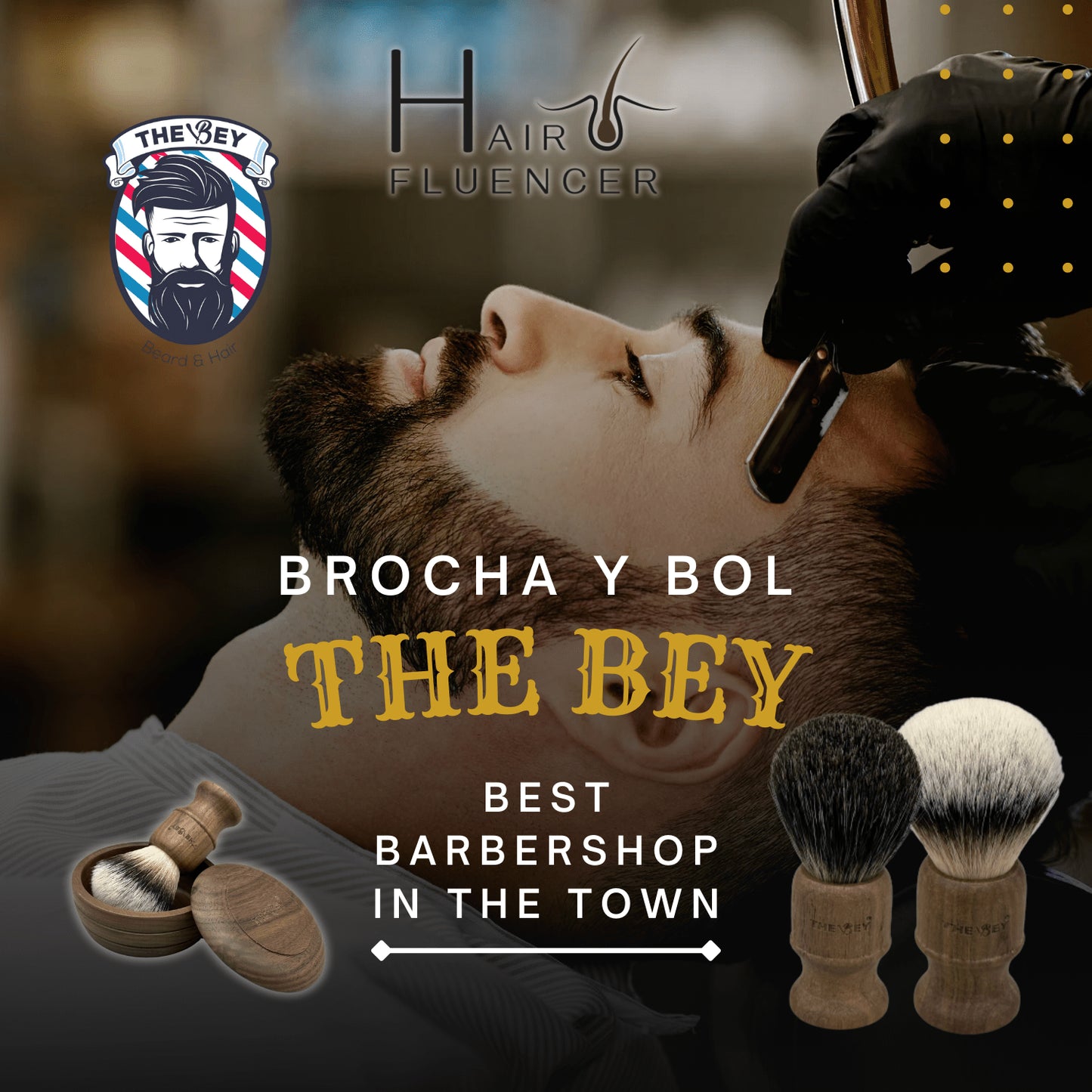 The Bey Bol y Brocha de Afeitado de Madera de Nogal
