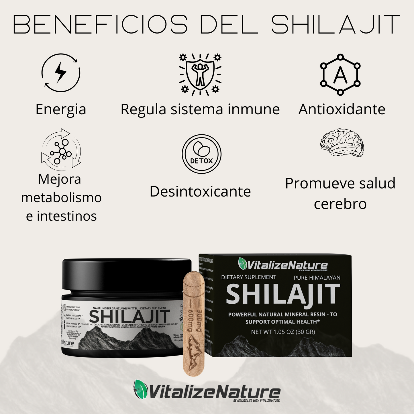 VitalizeNature - Original Shilajit 30 g + Ashwagandha