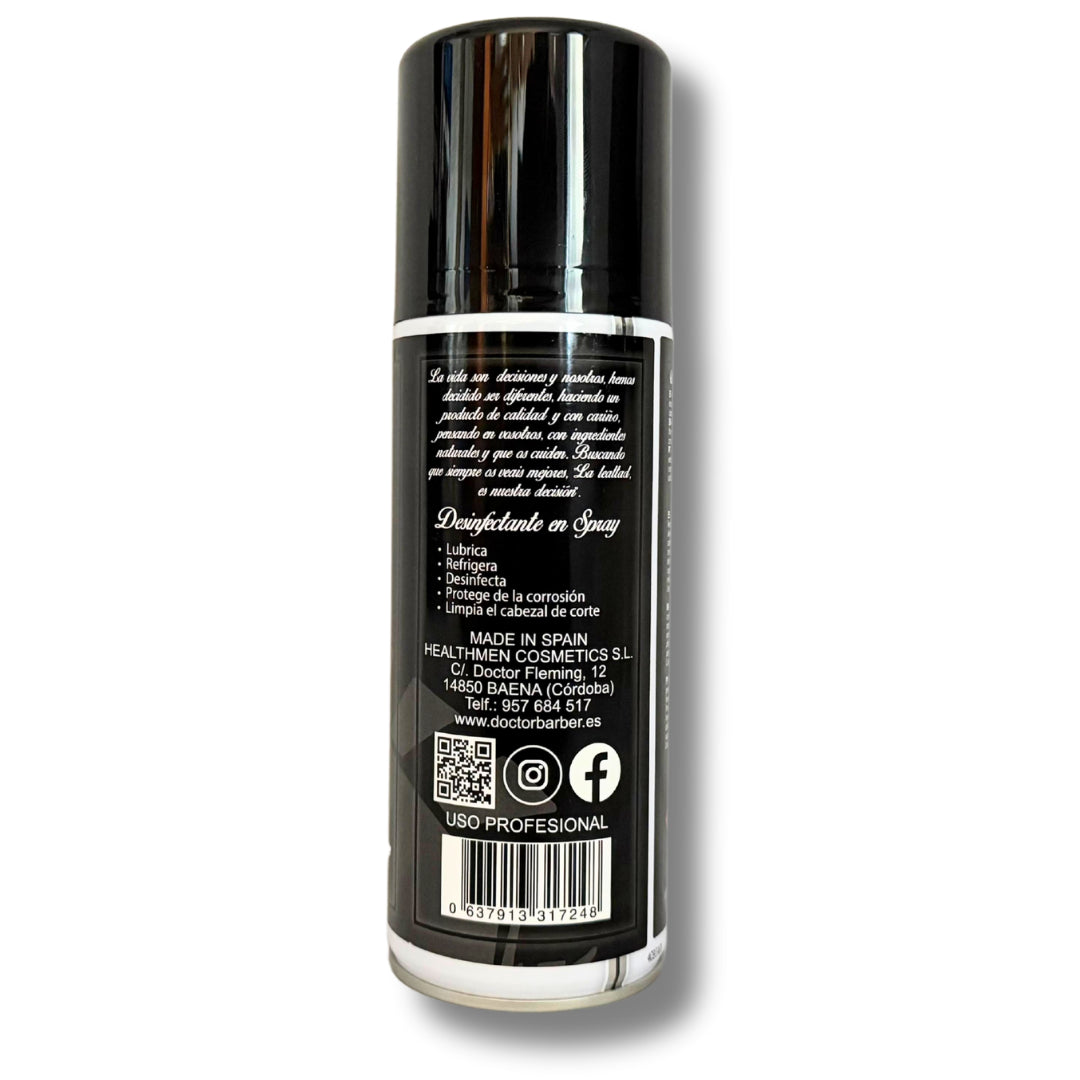 Doctor Barber desinfectante en Spray para maquinas de barberos: lubrica refrigera desinfecta