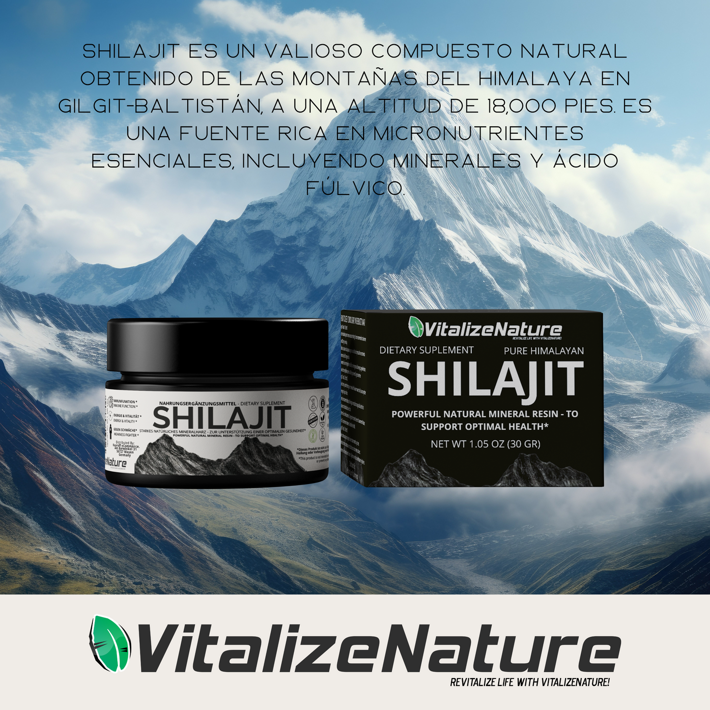 VitalizeNature - Original Shilajit 30 g + Ashwagandha