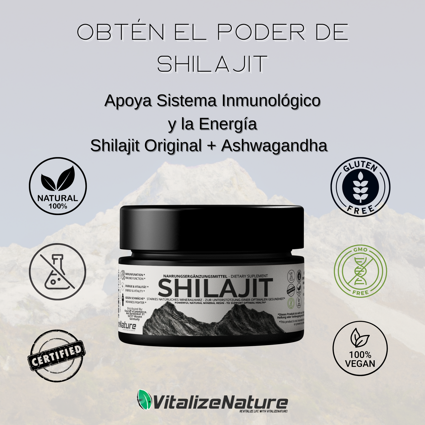 VitalizeNature - Original Shilajit 30 g + Ashwagandha