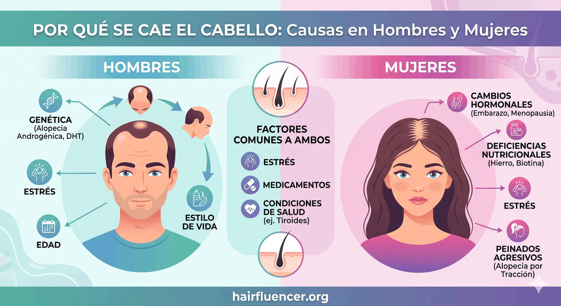 Por qué se cae el cabello: causas en hombres y mujeres