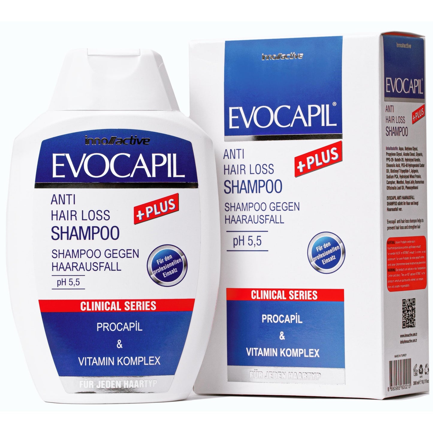 Evocapil Plus Shampoo Anticaduta 300 ml PH 5,5 - Appositamente studiato per il dopo trapianto di capelli