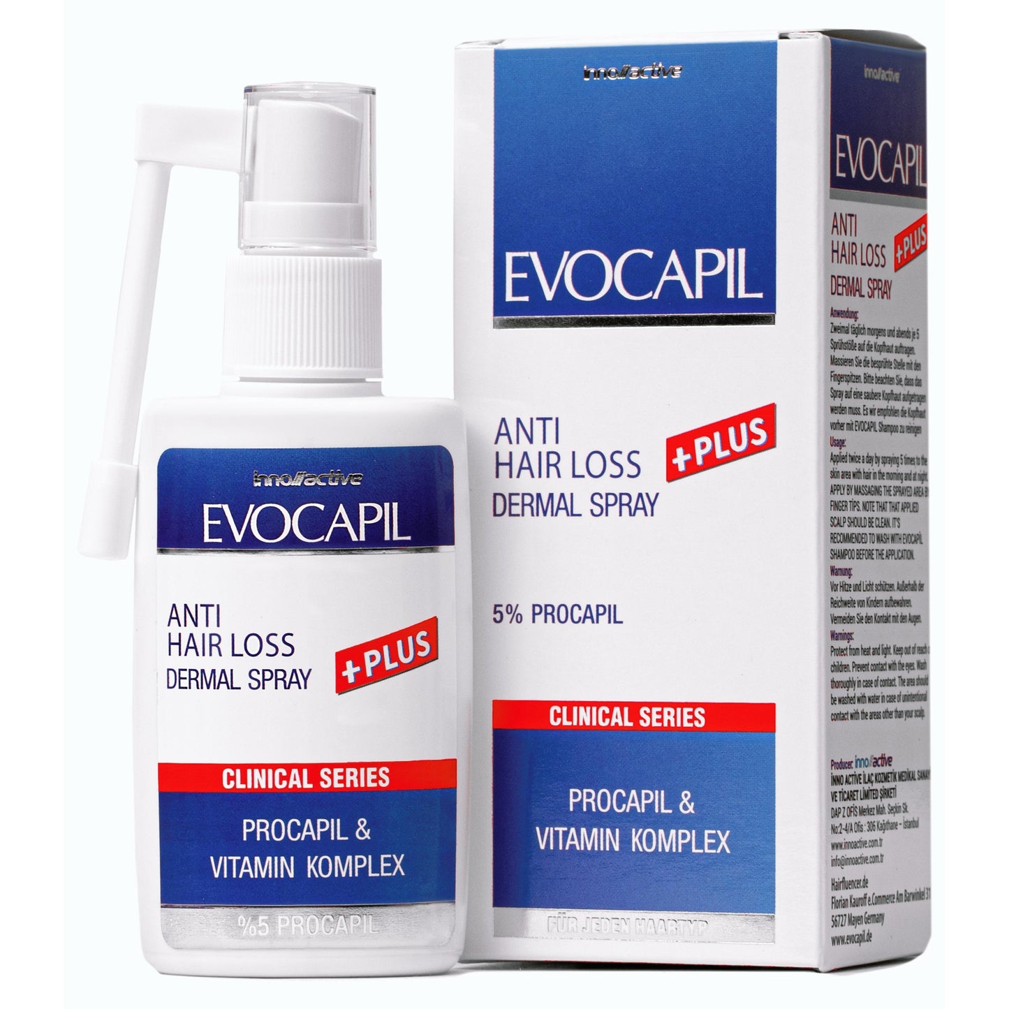 Evocapil Plus Spray anticaída con Procapil 5% - Previene la caída del cabello en las zonas no trasplantadas