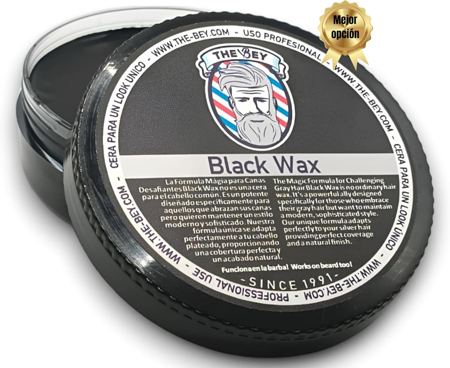 The Bey Black Wax wax to cover gray hair