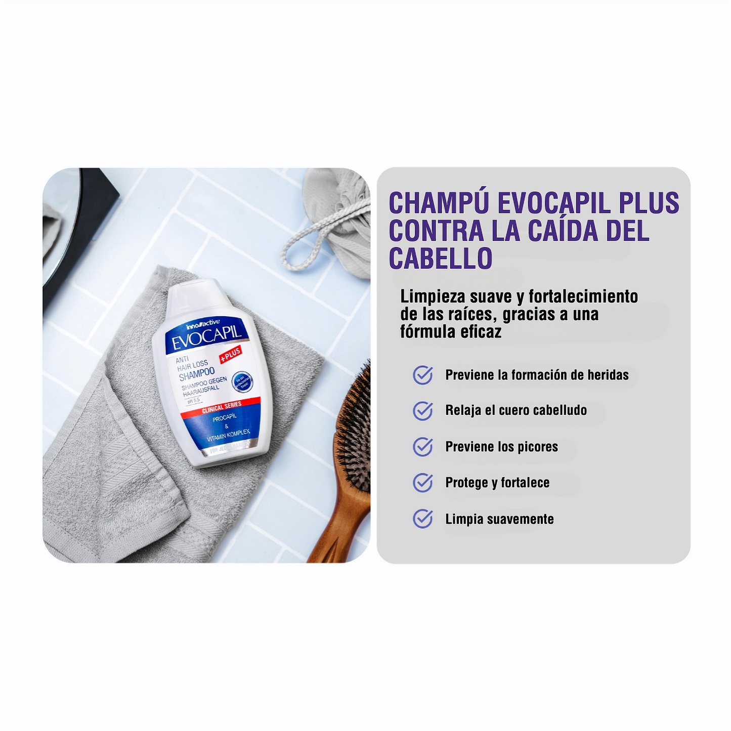 Evocapil Plus Shampoo Anticaduta 300 ml PH 5,5 - Appositamente studiato per il dopo trapianto di capelli