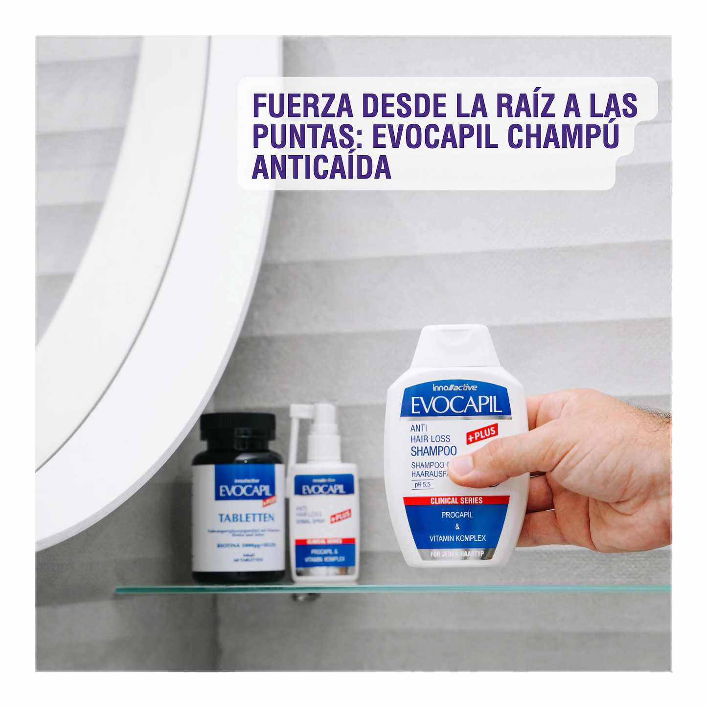 Evocapil Plus Champú Anticaída 300 ml PH 5.5 - Especialmente diseñado para después de un trasplante capilar