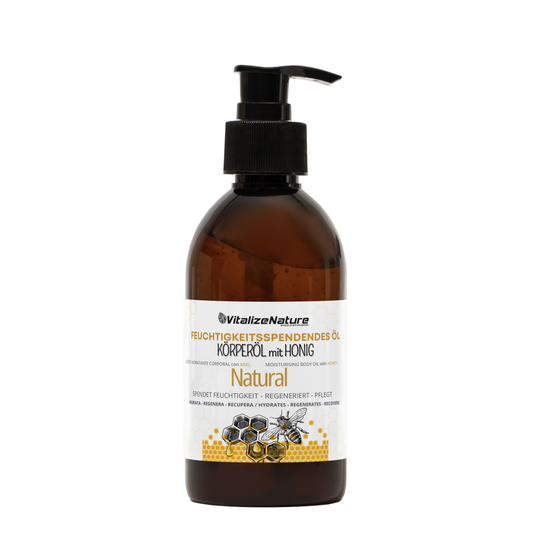 VitalizeNature - Moisturizing Body Oil with HONEY - Hydrate - Generate - Recover. WITHOUT Parabens, dyes or Silicones. NATURAL