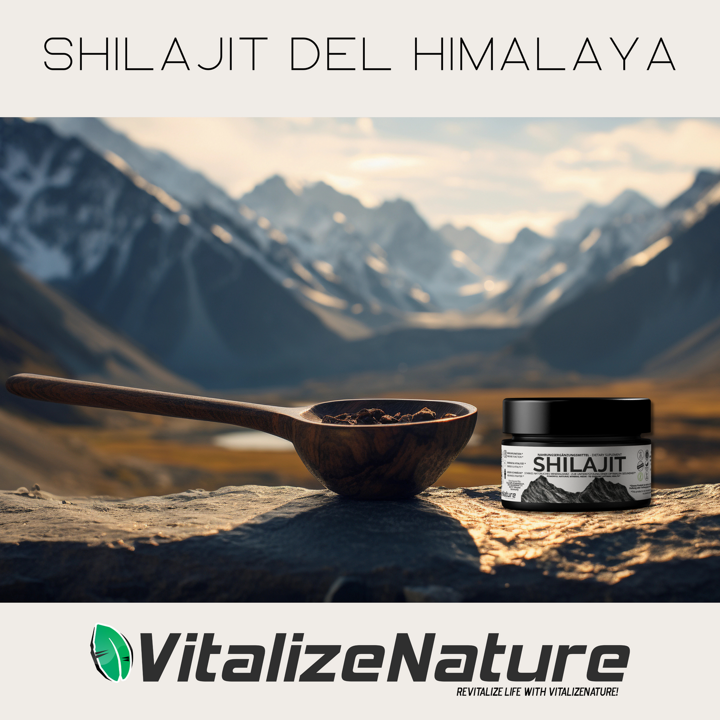 VitalizeNature - Original Shilajit 30 g + Ashwagandha - High Potency Purified Himalayan Shilajit with Bioavailable Fulvic Minerals and Humic Acid - Vegan, Replenishes Energy