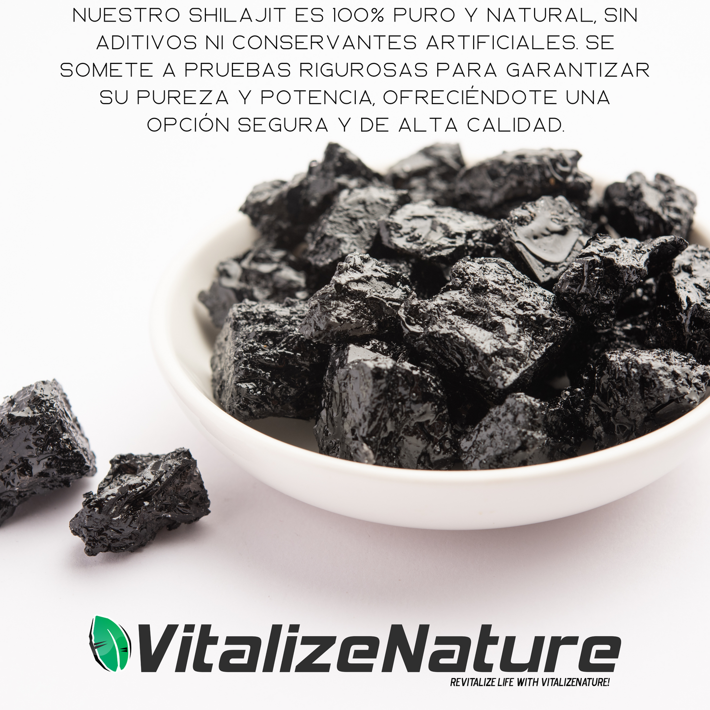 VitalizeNature - Shilajit Original  30 g + Ashwagandha - Shilajit del Himalaya purificada de alta potencia con minerales fulvicos biodisponibles y acido húmico - Vegano, repone la energía