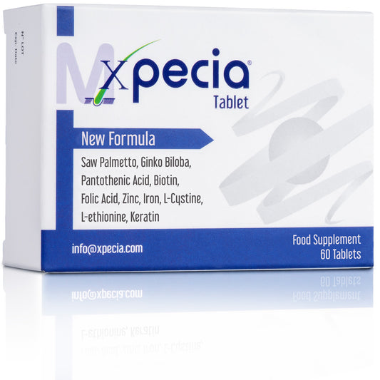 Xpecia Tablet hombre vitaminas para alopecia androgénica, Bloquea DHT, con Saw palmetto, Biotina, 60 comprimidos