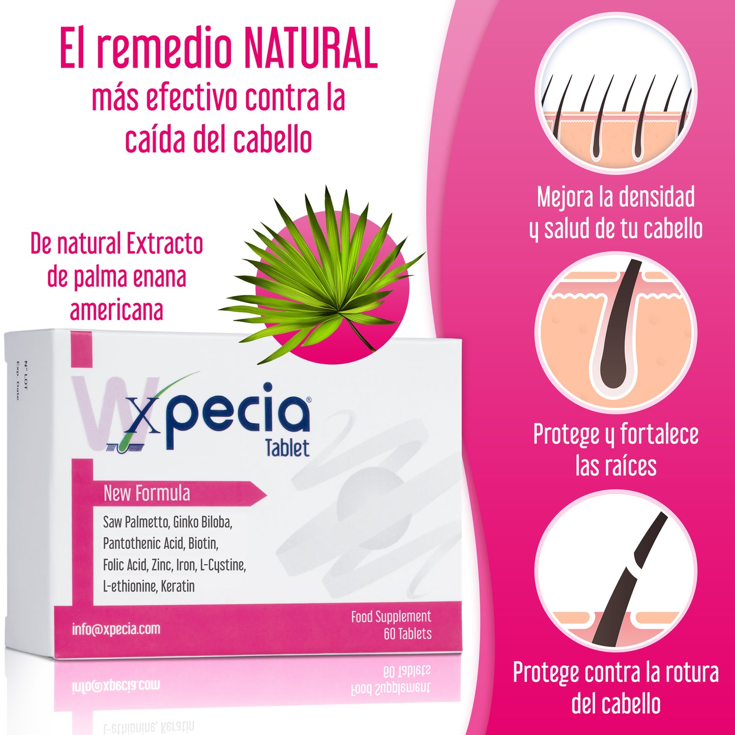 Xpecia Tablet per donne vitamine per l'alopecia, DHT Blocker, vitamine e minerali necessari per la salute dei capelli e della pelle