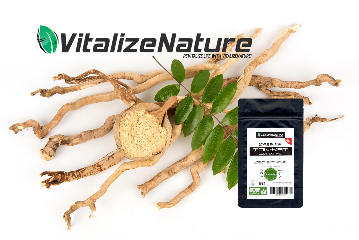 VitalizeNature - TON-Kat - Extracto de raíz 200:1 extracto en polvo - Original de Malasia - 100% natural + probado en laboratorio - Garantía de calidad alemana | Garantía de satisfacción | 50 g